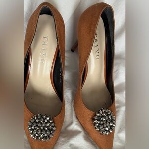 Women's Brown Embellished Heels